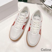 Celine Trainer nízké šněrovací tenisky Unisex teletina a laminovaná teletina bílá/hnědá