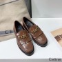 Celine Margaret Loafers Ženy Leštěný býk s řetízkem Triomphe Hnědý