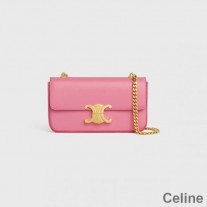 Sac Bandoulière Celine Chain En Cuir De Veau Brillant Rose