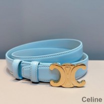 Ceinture Triomphe Moyenne Celine En Cuir De Veau Lisse Bleu Ciel