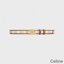 Ceinture Celine Moyenne Triomphe En Toile Triomphe et Cuir De Veau Blanc