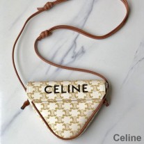 Sac Triangle Celine En Toile Triomphe Avec Imprimé Céline Blanc