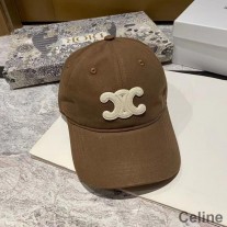 Casquette De Baseball Celine Triomphe En Coton Kaki/Blanc