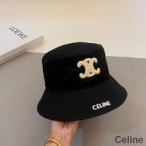 Chapeau Bob Celine Triomphe En Coton Avec Signature Noir