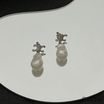 Boucles D'oreilles Céline Triomphe En Laiton Avec Perles Argent