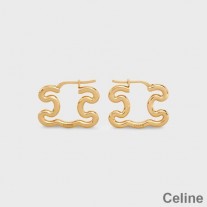 Grandes Boucles D'oreilles Celine Triomphe Frame En Laiton Doré
