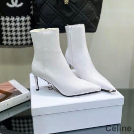 Celine Bottines Ajustées À Bout En Métal Femme Cuir De Veau Blanc