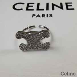 Bague Triomphe À Chaîne Ouverte Céline En Laiton Avec Cristaux Argent