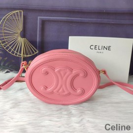 Celine Petit Sac Ovale En Cuir De Veau Lisse Avec Cuir Triomphe Rose