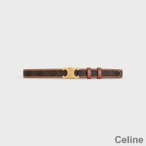 Celine Mittlerer Triomphe-Gürtel aus Triomphe-Leinwand und Kalbsleder Schwarz
