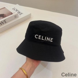 Fischerhut aus Baumwolle mit Stickerei und Triomphe in Schwarz von Celine