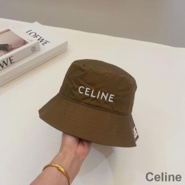 Fischerhut mit Stickerei aus Baumwolle und Triomphe-Braun von Celine