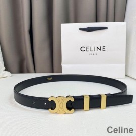 Celine Mittlerer Triomphe-Gürtel aus glattem Kalbsleder mit Metallschlaufe Schwarz/Gold