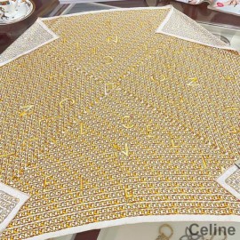 Celine Spiral Bandana Schal 90 Aus Seidentwill Weiß/Gelb