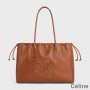 Celine Cabas Kordelzugtasche aus glattem Kalbsleder mit Cuir Triomphe Braun