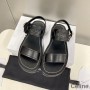 Celine Clea Triomphe Plateausandalen Damen Kalbsleder Mit Fesselriemchen Schwarz