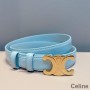 Celine Mittelgroßer Triomphe-Gürtel aus glattem Kalbsleder Himmelblau