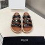 Celine Tippi Plateau-Slides Damen Kalbsleder Mit Triomphe Signatur Schwarz