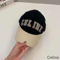 Celine Embroidery College baseballkeps i bomull med triomfsvart/khaki
