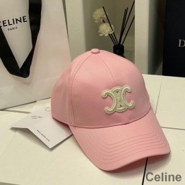 Celine Embroidery Triomphe baseballkeps i bomullsrosa
