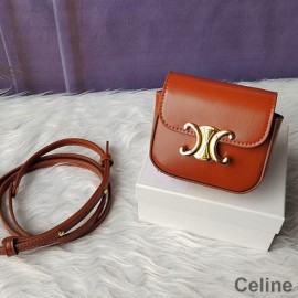 Celine Mini Crossbody-väska i glänsande kalvskinnsbrun