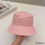 Celine Embroidery Bucket Hat I Bomull Med Triomphe Pink