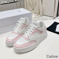 Scarpe da ginnastica basse stringate Celine CT-07 Trainer unisex in pelle di vitello bianco/rosa