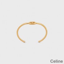 Bracciale Cuff Sottile Celine Maillon Triomphe In Ottone Con Finitura Gold