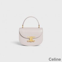 Borsa Celine Mini Besace Triomphe in pelle di vitello lucida bianca
