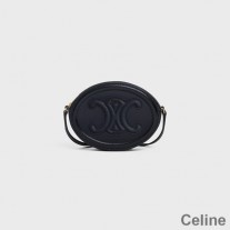 Mini Borsa Ovale Celine In Pelle Di Vitello Liscia Con Cuir Triomphe Nero