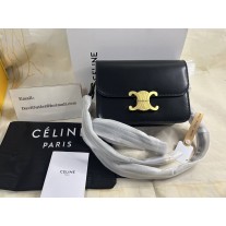 Celine Small Teen Triomphe Bag Shiny Calfskin Black