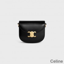 Borsa a tracolla Celine Besace in pelle di vitello lucida nera