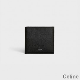 Portafoglio bi-fold Celine in pelle di vitello granulata nera