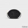 Borsa ovale piccola Celine in pelle di vitello liscia con Cuir Triomphe nero