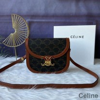 Bolsa crossbody Celine Besace em lona Triomphe preta