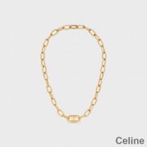 Colar Celine Triomphe Link em latão com acabamento dourado dourado