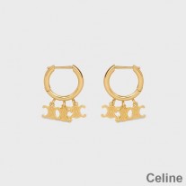 Celine Triomphe Trio Brincos de argola em latão com acabamento dourado dourado