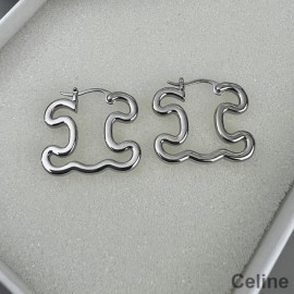 Celine Triomphe Frame Brincos grandes em latão prateado