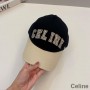 Celine Bordado Boné de beisebol universitário em algodão com Triomphe preto/caqui