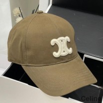 Celine Embroidery Triomphe baseballkasket i bomuld Khaki