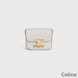 Celine Mini Crossbody-taske i skinnende hvid kalveskind