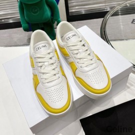 Celine Trainer Low Sneakers med snøre Unisex kalveskind og lamineret kalveskind hvid/gul