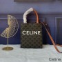 Celine Mini Lodret Cabas Taske I Triomphe Lærred Med Celine Print Sort