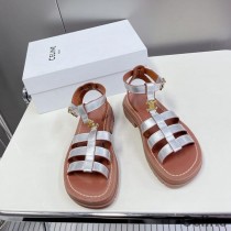 Celine Clea Triomphe Gladiator Sandals Chunky Mná Craiceann Laonna Le Strap Airgid Rúitín