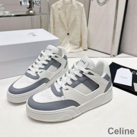 Traenálaí Celine CT-07 Sneakers Lása Suas Íseal Craiceann laonna Unisex Bán/ Liath