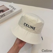 Pamučni šešir Celine s vezom i triomphe bijelom bojom