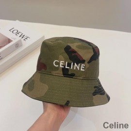 Celine šešir s vezom od kamuflažnog pamuka s triomphe zelenom bojom