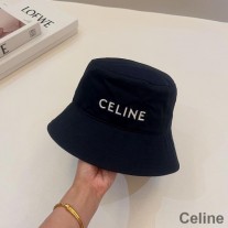 セリーヌ 刺繍入りコットンバケットハット トリオンフ ネイビーブルー