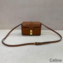 Taška Celine Mini Soft 16 z hladkej teľacej kože hnedej