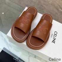 Celine Clea Triomphe Platform Slides Ženy Zelenina opálená z teľacej kože